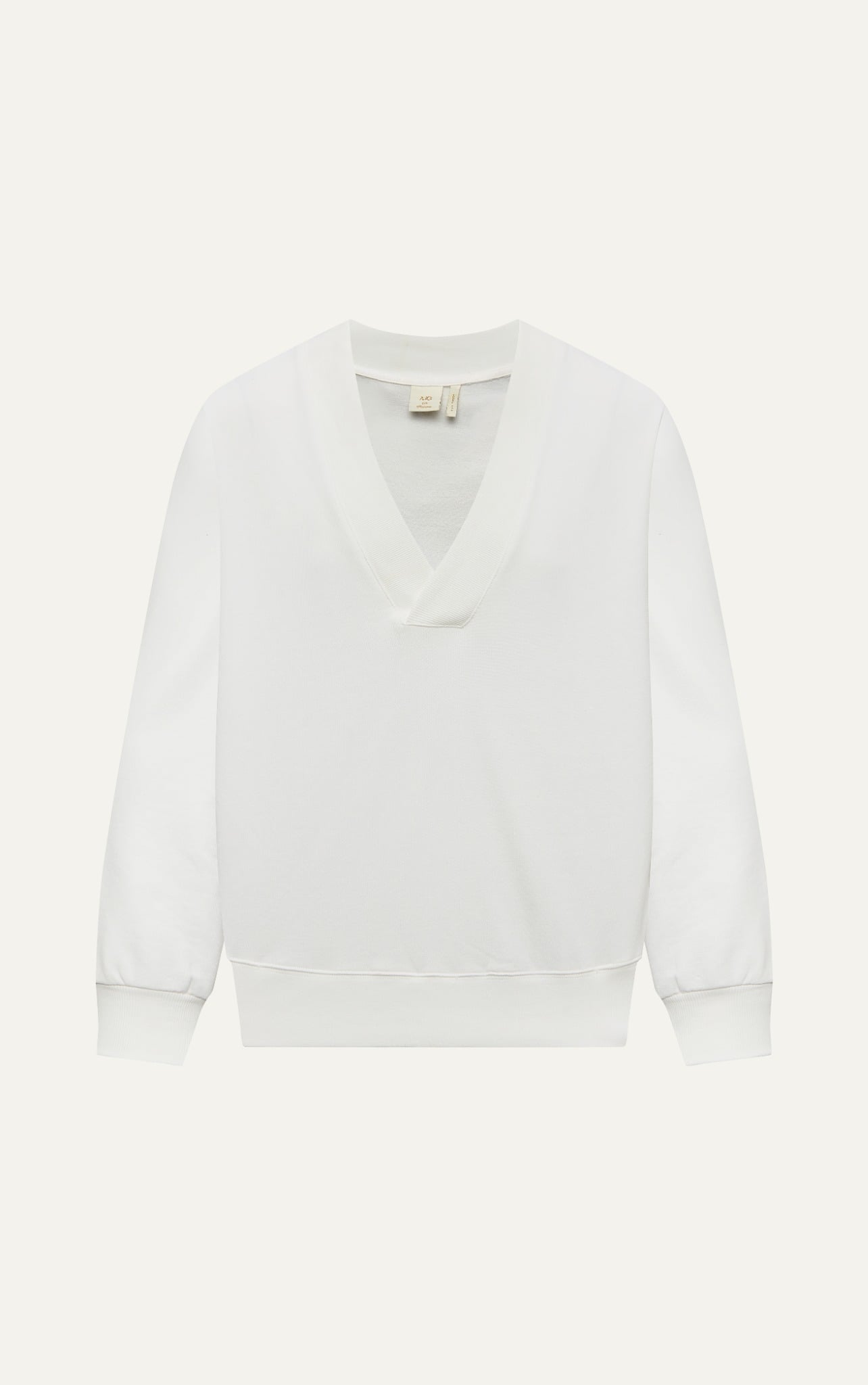 AGHT08 PREMIUM LOOSE FIT LONG-SLEEVED SHAWL COLLAR KNIT TOP - WHITE