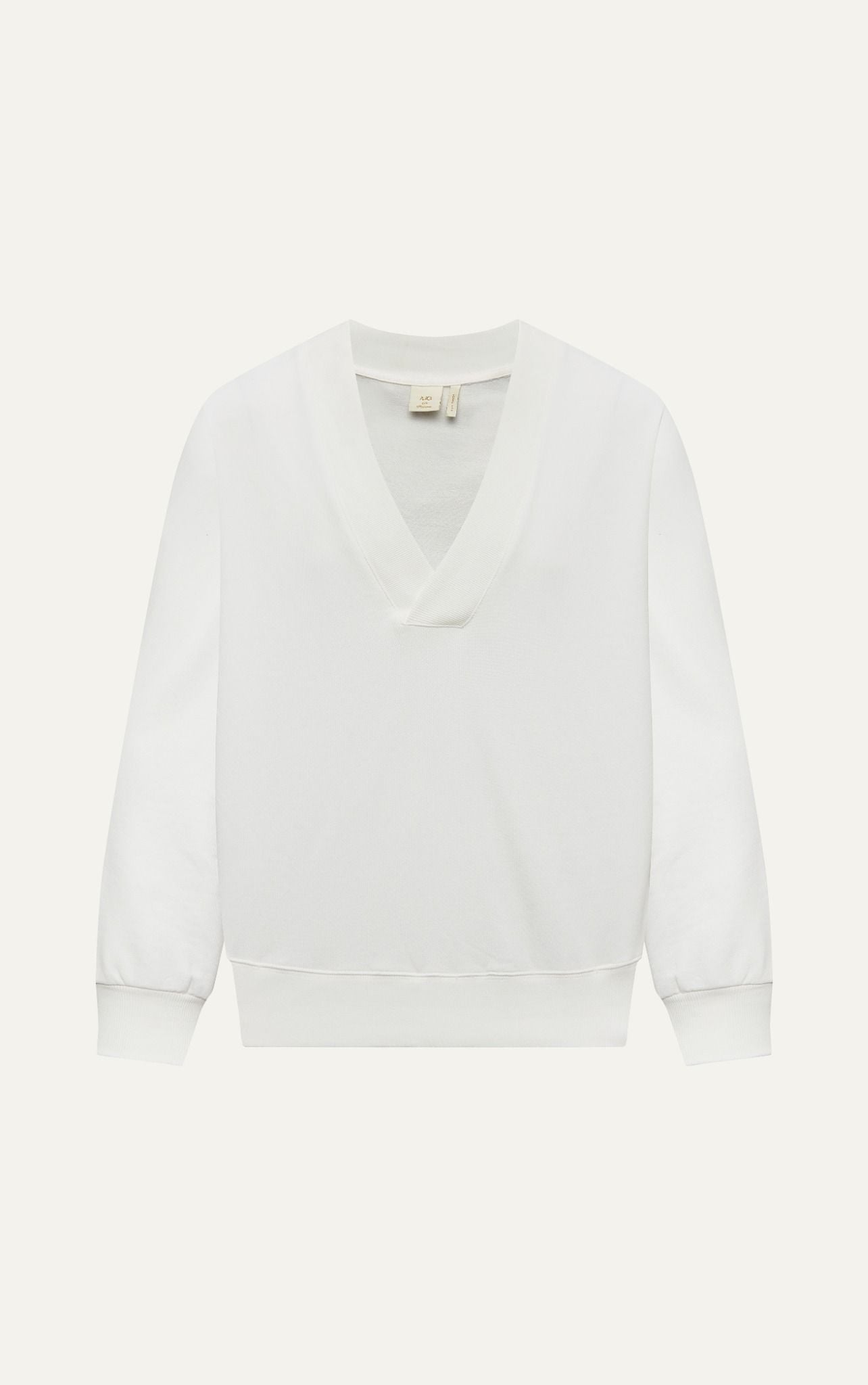  AGHT08 PREMIUM LOOSE FIT LONG-SLEEVED SHAWL COLLAR KNIT TOP - WHITE 