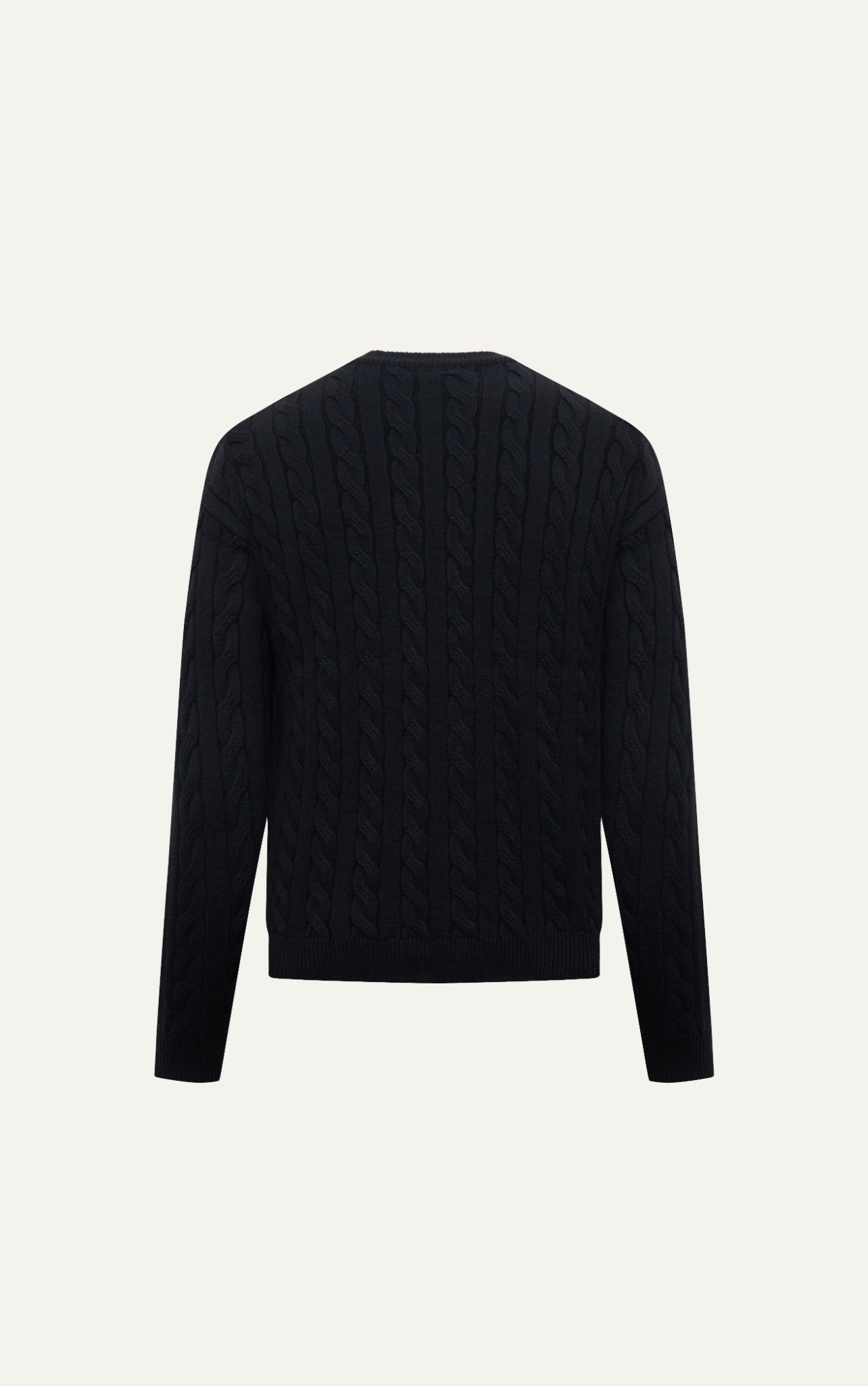 AG751 CABLE KINIT CREWKNECK CARDIGAN - BLACK