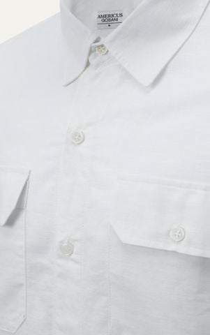 AG536 PREMIUM REGULAR FIT LINEN POCKET SHIRT - WHITE