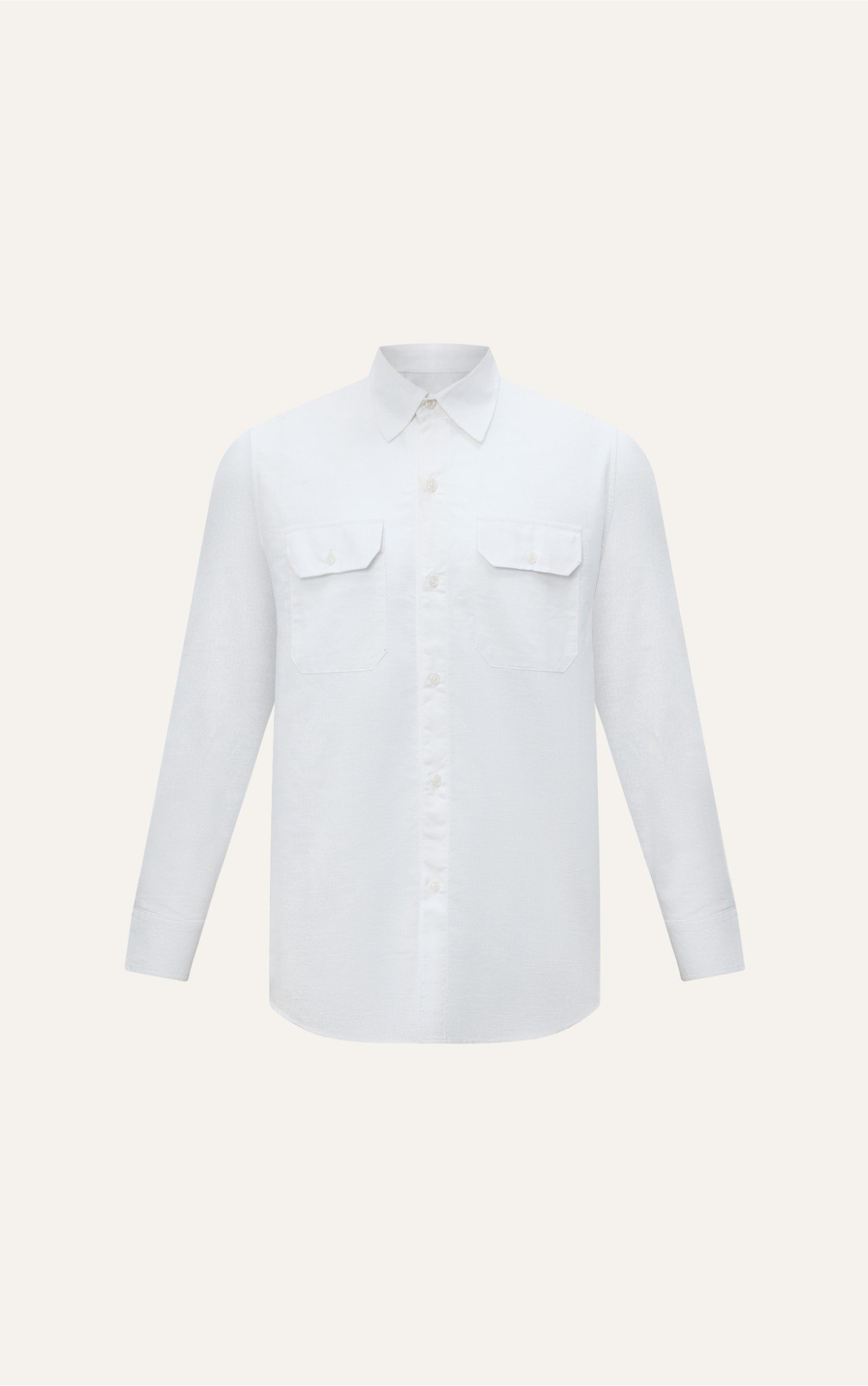 AG536 PREMIUM REGULAR FIT LINEN POCKET SHIRT - WHITE