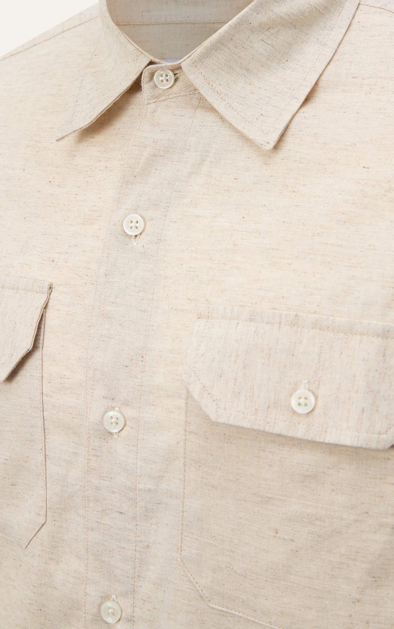 AG536 PREMIUM REGULAR FIT LINEN POCKET SHIRT - BEIGE
