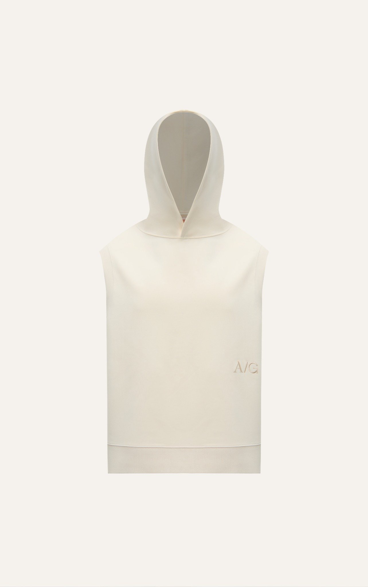 AG734 STUDIO LOOSE FIT CLOSE FITTING HOODIE - OFF WHITE