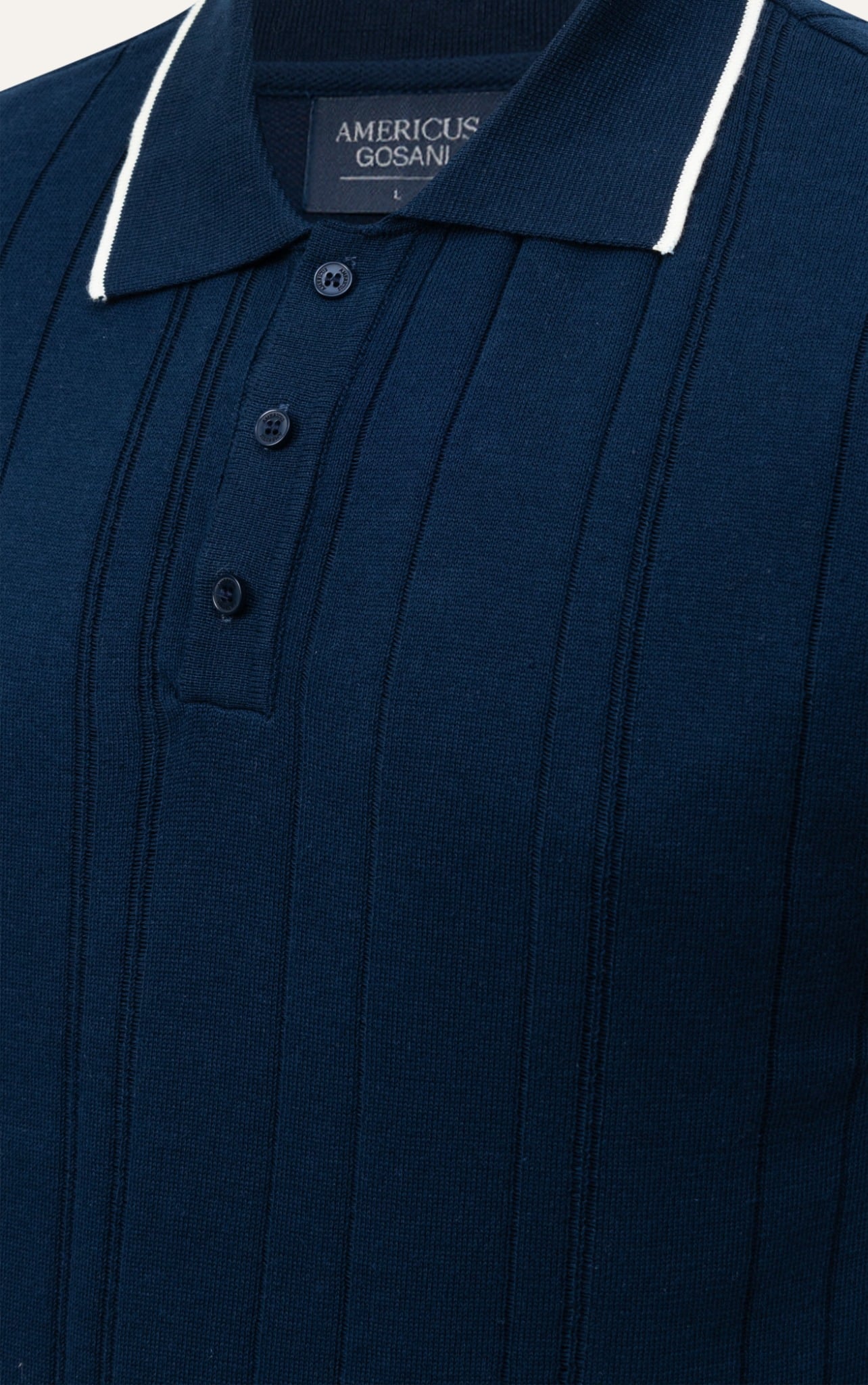 AG737 PREMIUM REGULAR FIT RIB STITCH POLO - DARK BLUE