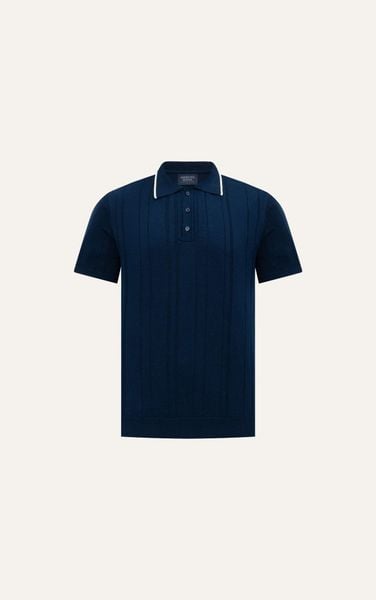  AG737 PREMIUM REGULAR FIT RIB STITCH POLO - DARK BLUE