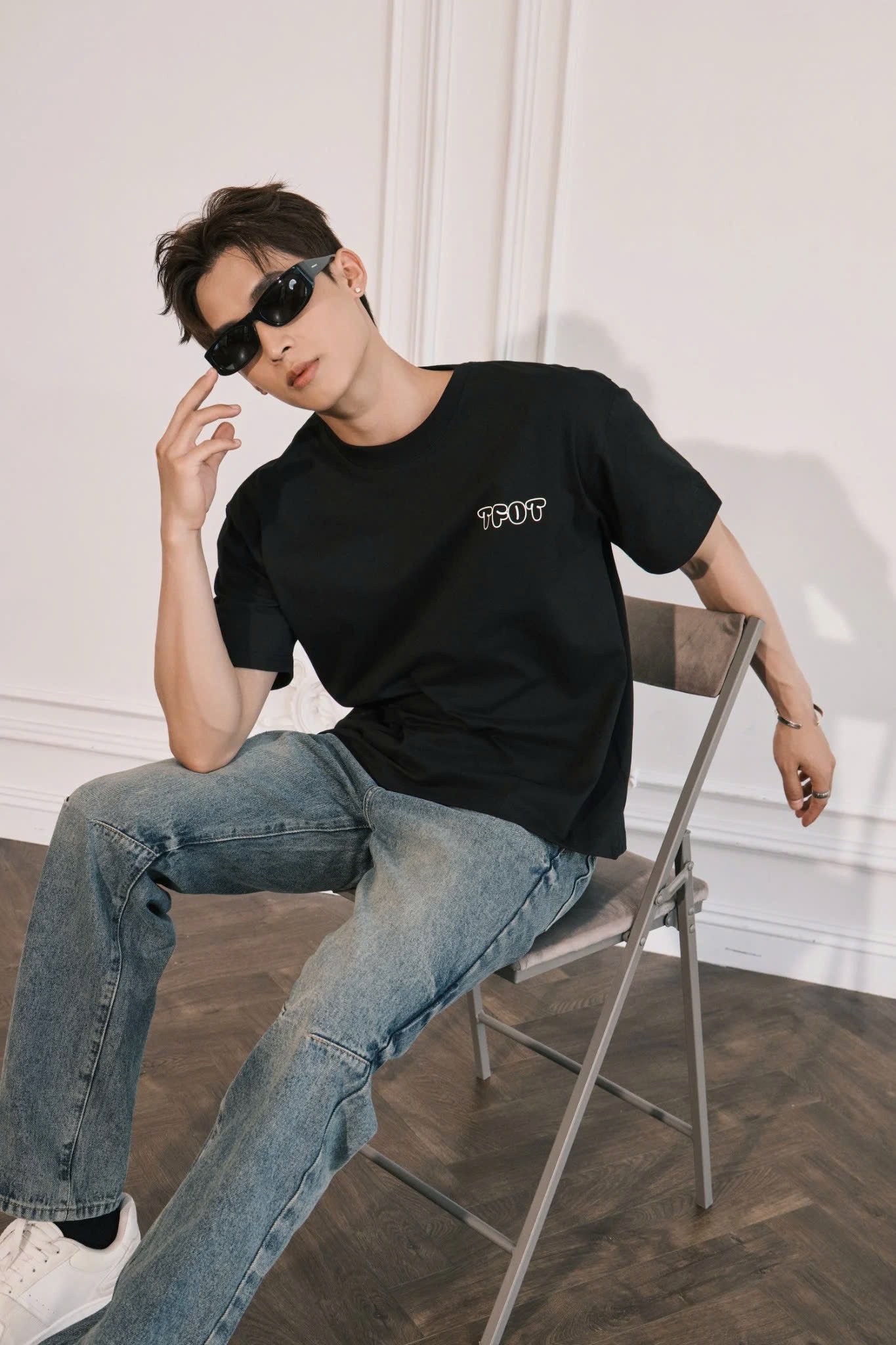 AG15 STUDIO LOOSE FIT BUBLE PRINTED LOGO T-SHIRT - BLACK