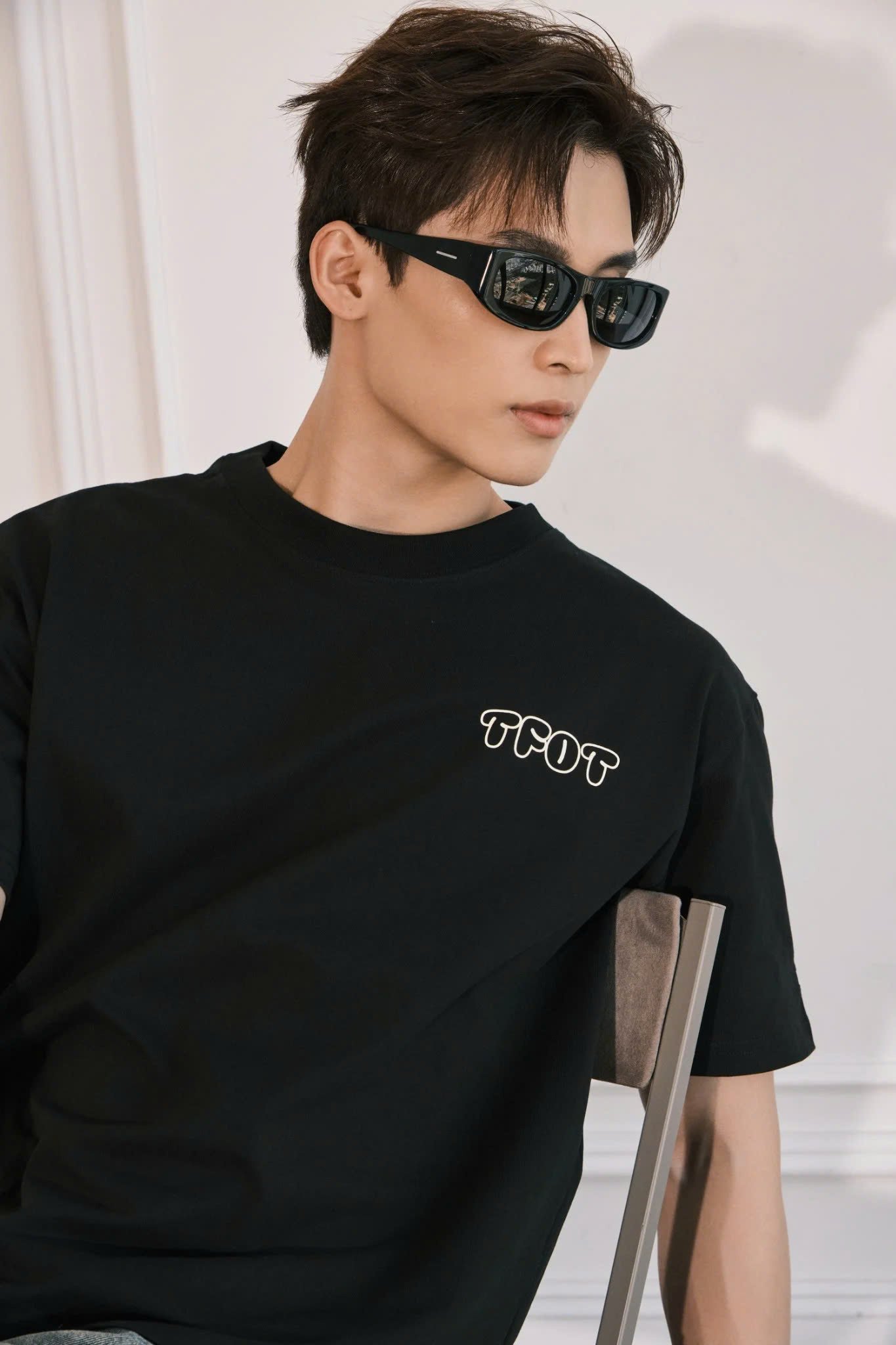 AG15 STUDIO LOOSE FIT BUBLE PRINTED LOGO T-SHIRT - BLACK