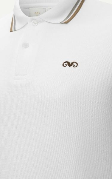  AG6101 PREMIUM SLIMFIT POLO - WHITE.BEIGE 