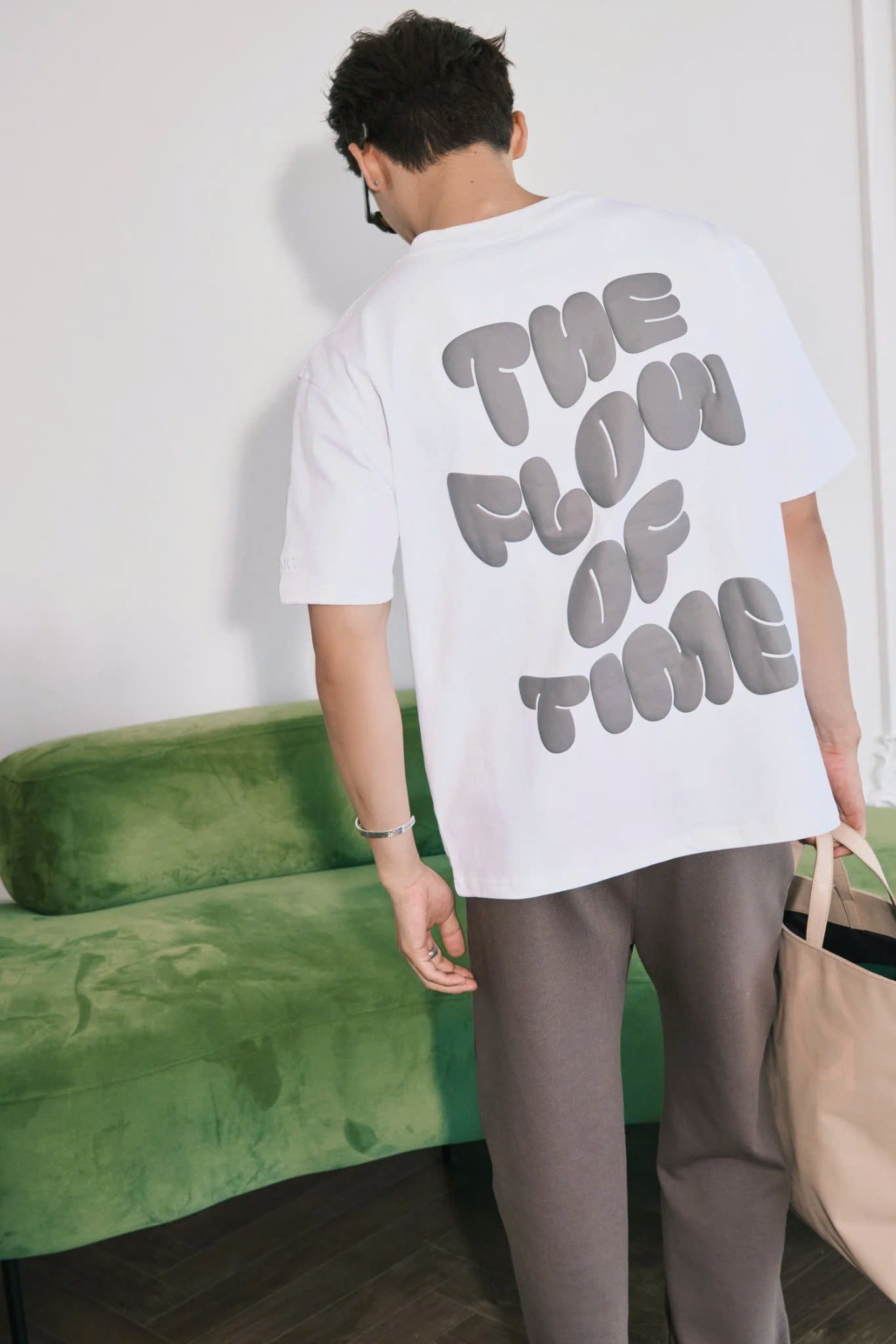 AG15 STUDIO LOOSE FIT BUBLE PRINTED LOGO T-SHIRT - WHITE