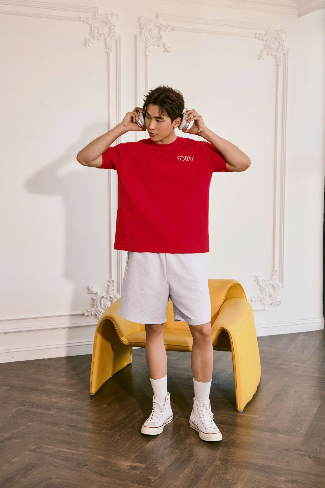 AG15 STUDIO LOOSE FIT BUBLE PRINTED LOGO T-SHIRT - RED