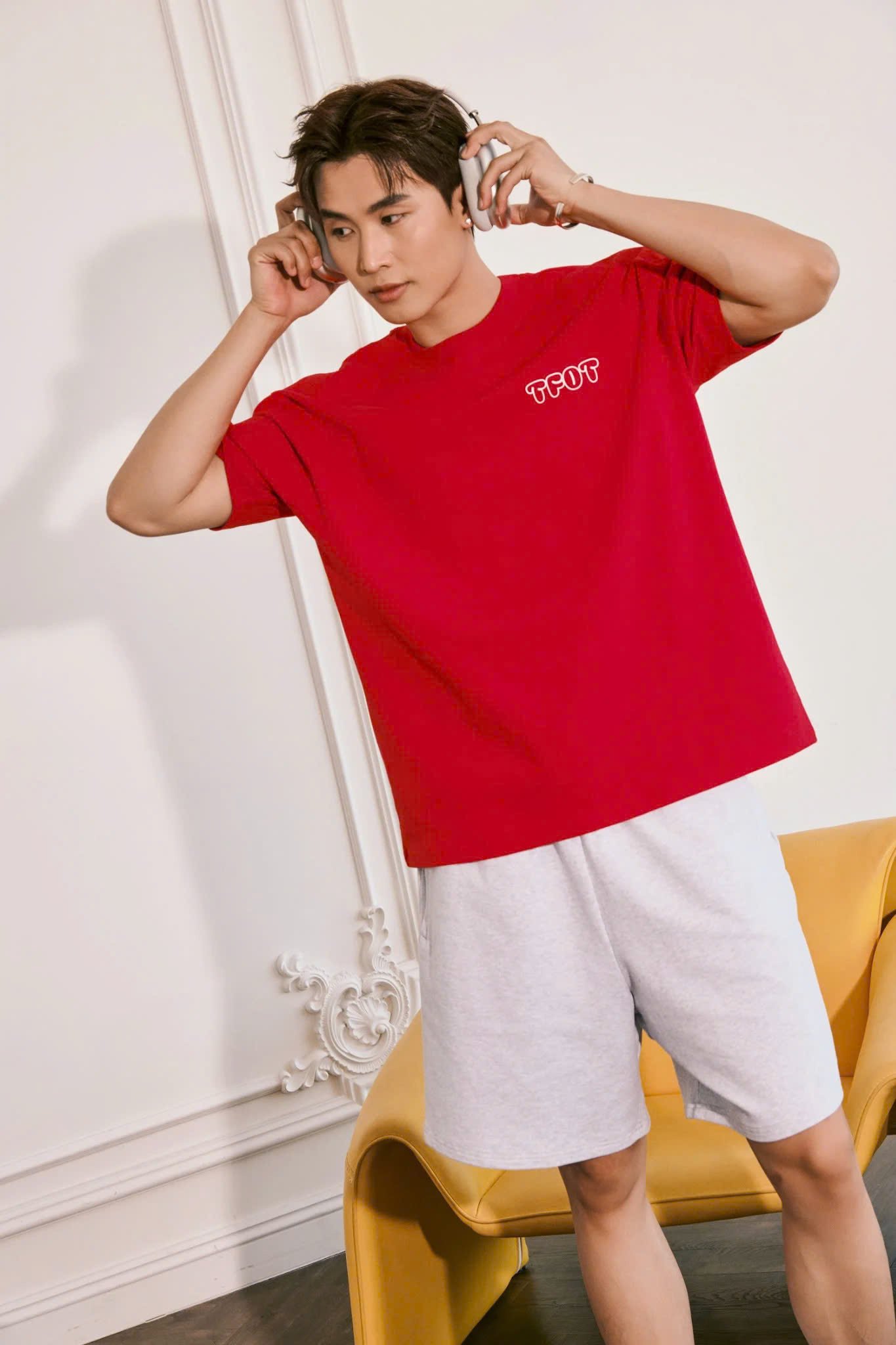 AG15 STUDIO LOOSE FIT BUBLE PRINTED LOGO T-SHIRT - RED