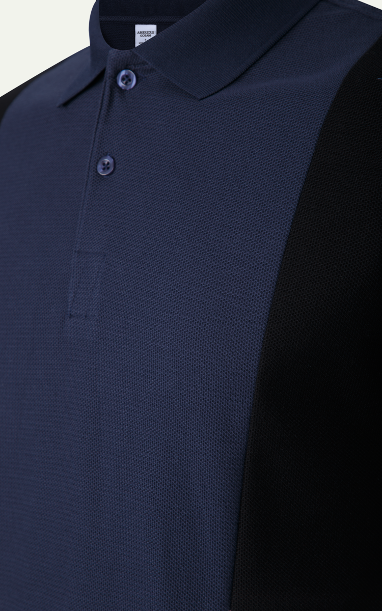 T65 FACTORY SLIMFIT STRIPED POLO - DARK BLUE