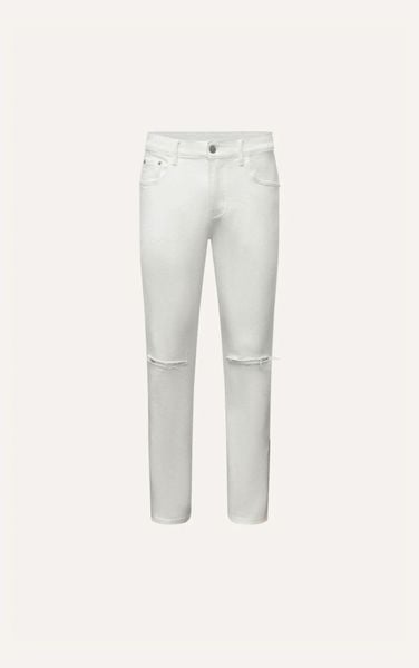 AG02 SIGNATURE SLIMFIT RIPPED KNEE JEANS - WHITE