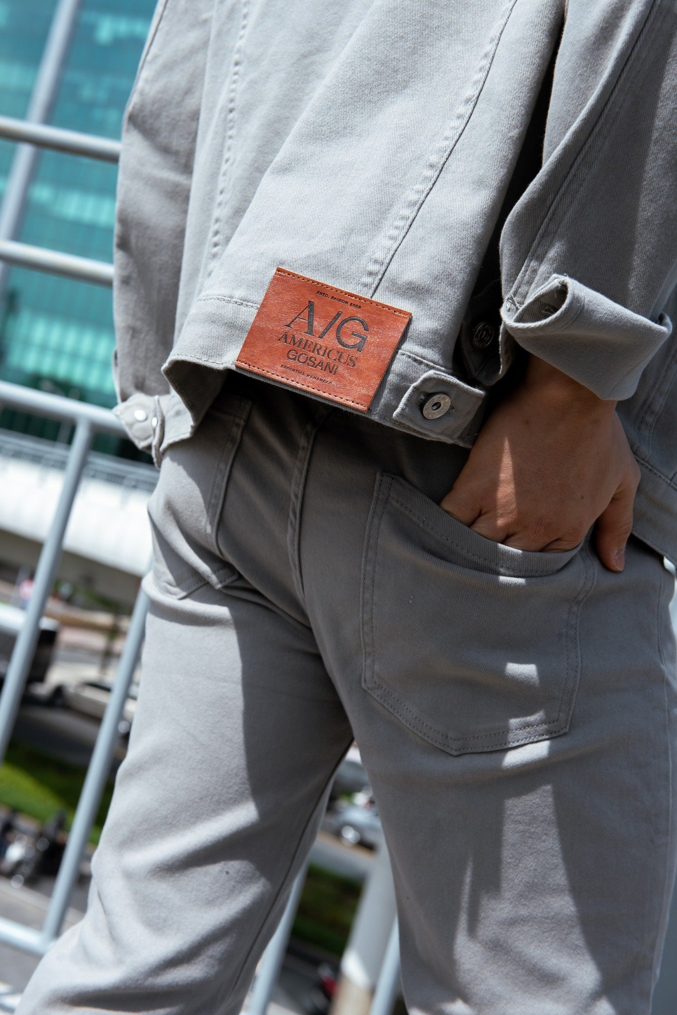 AG14 STUDIO REGULAR FIT BASIC COMFORT DENIM JACKET - GREY