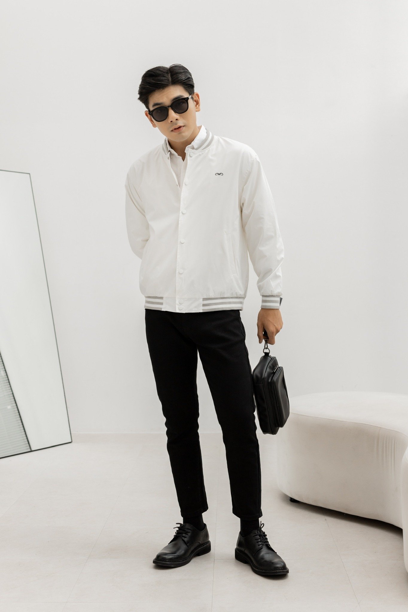 AG19 FACTORY LOOSE FIT BASIC BOMBER - WHITE