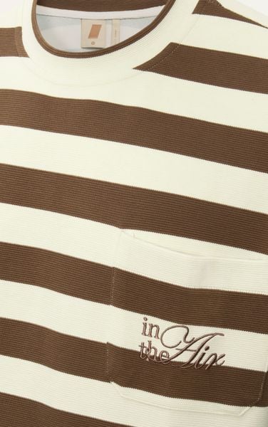  AG01 STUDIO LOOSE FIT STRIPED T-SHIRT - BROWN 
