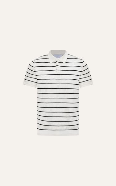  AG735 PREMIUM REGULAR FIT STRIPED KNIT POLO - WHITE