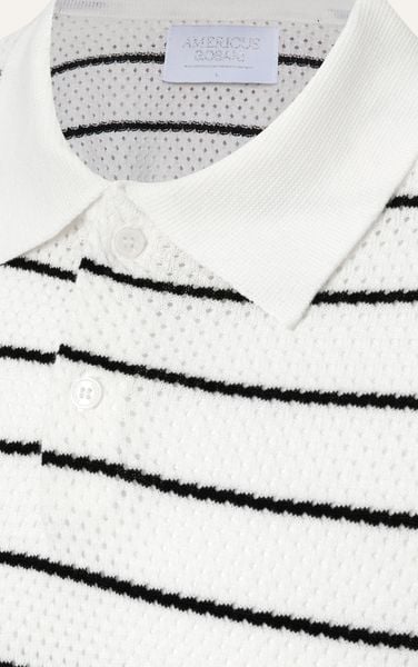  AG735 PREMIUM REGULAR FIT STRIPED KNIT POLO - WHITE 