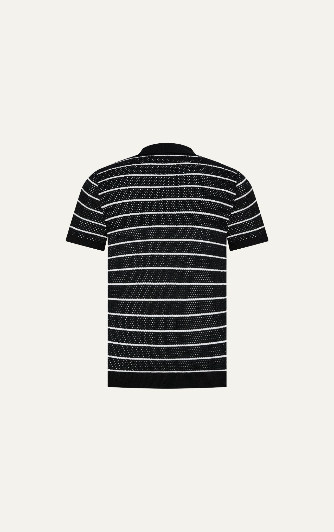 AG735 PREMIUM REGULAR FIT STRIPED KNIT POLO - BLACK