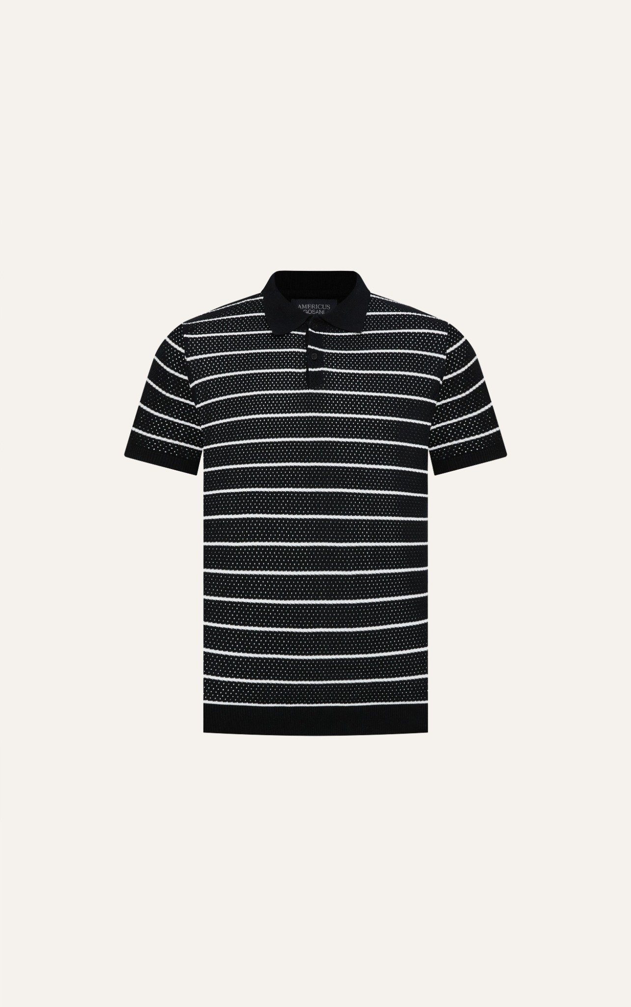 AG735 PREMIUM REGULAR FIT STRIPED KNIT POLO - BLACK