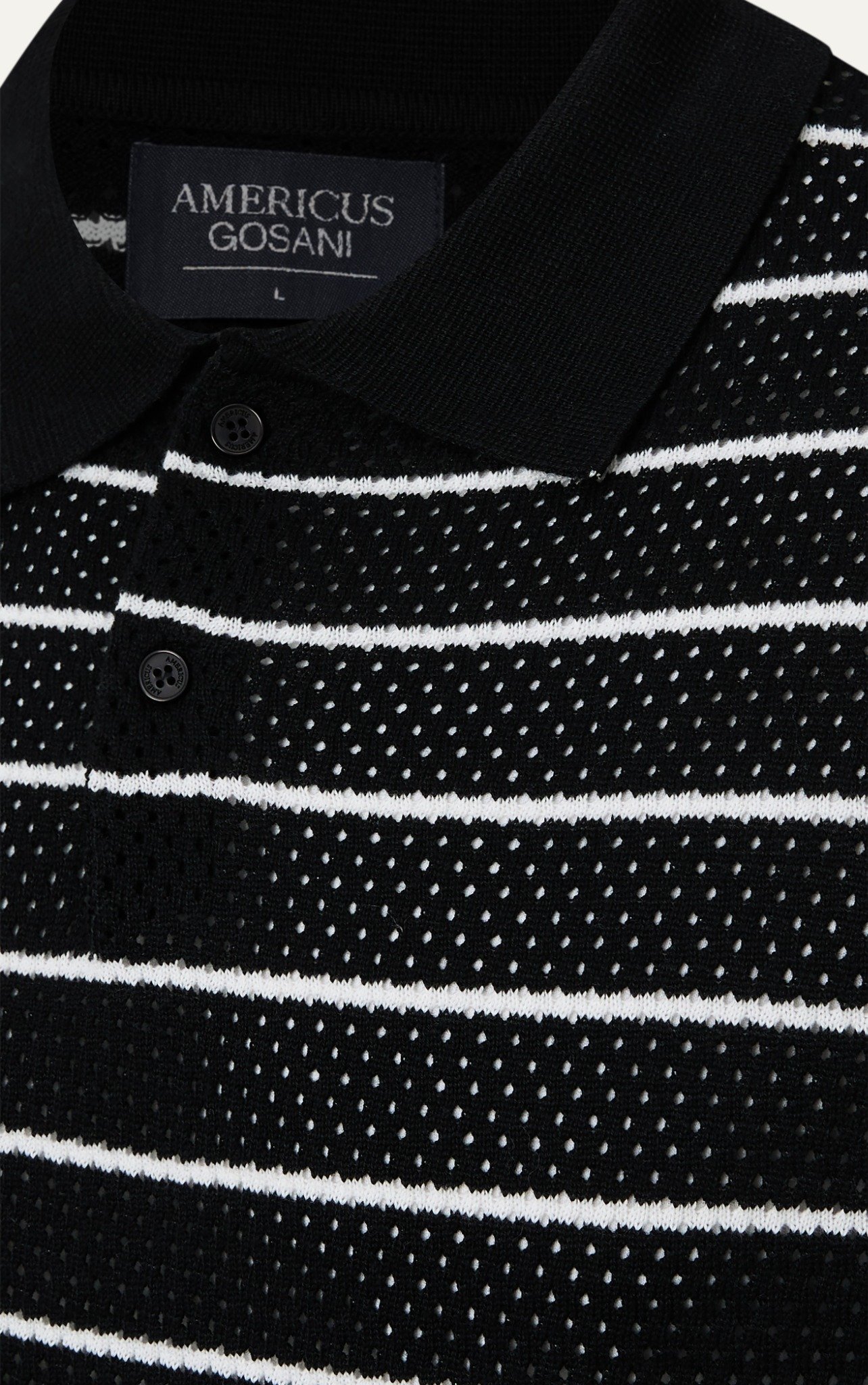 AG735 PREMIUM REGULAR FIT STRIPED KNIT POLO - BLACK
