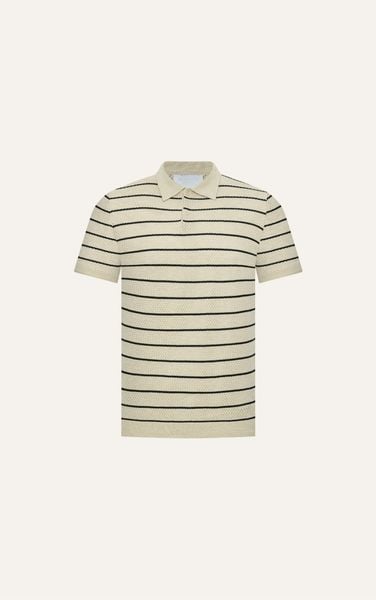  AG735 PREMIUM REGULAR FIT STRIPED KNIT POLO - BEIGE