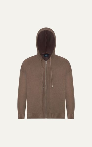  AG731 STUDIO SLIMFIT ZIP-UP RIB KNITTED JACKET  - BROWN