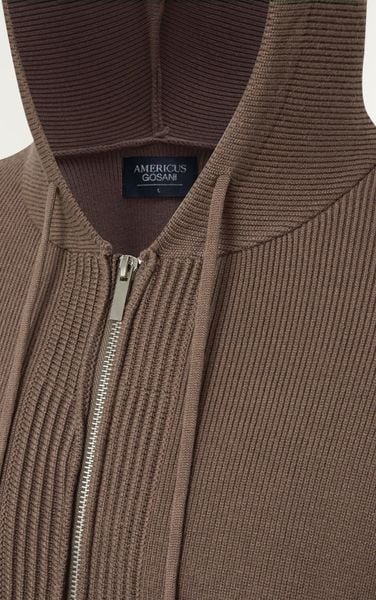  AG731 STUDIO SLIMFIT ZIP-UP RIB KNITTED JACKET  - BROWN 