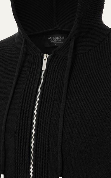  AG731 STUDIO SLIMFIT ZIP-UP RIB KNITTED JACKET  - BLACK 
