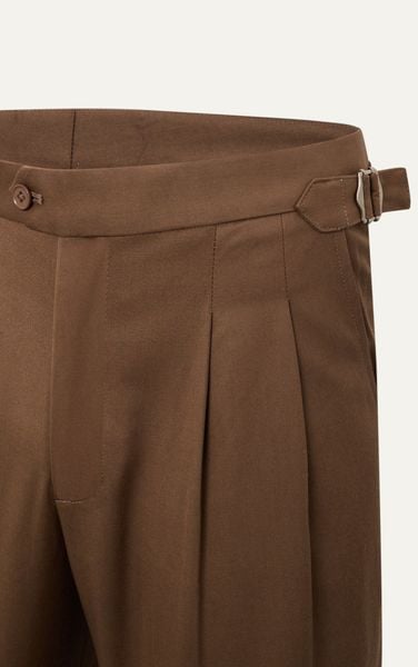  AG03 PREMIUM REGULAR FIT SIDETAB TROUSERS - BROWN 