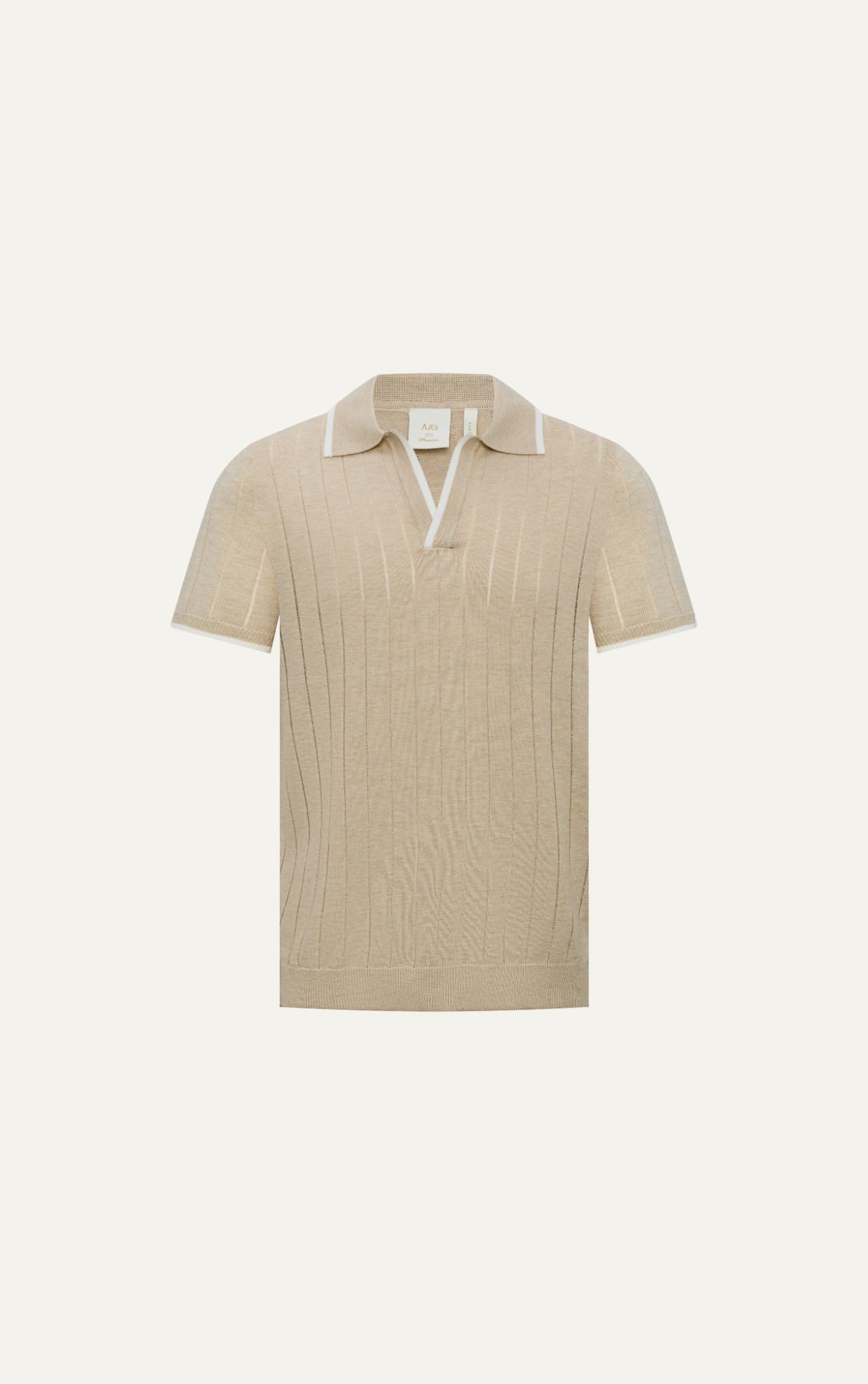AG747 PREMIUM REGULAR FIT RIB STITCH POLO - BEIGE