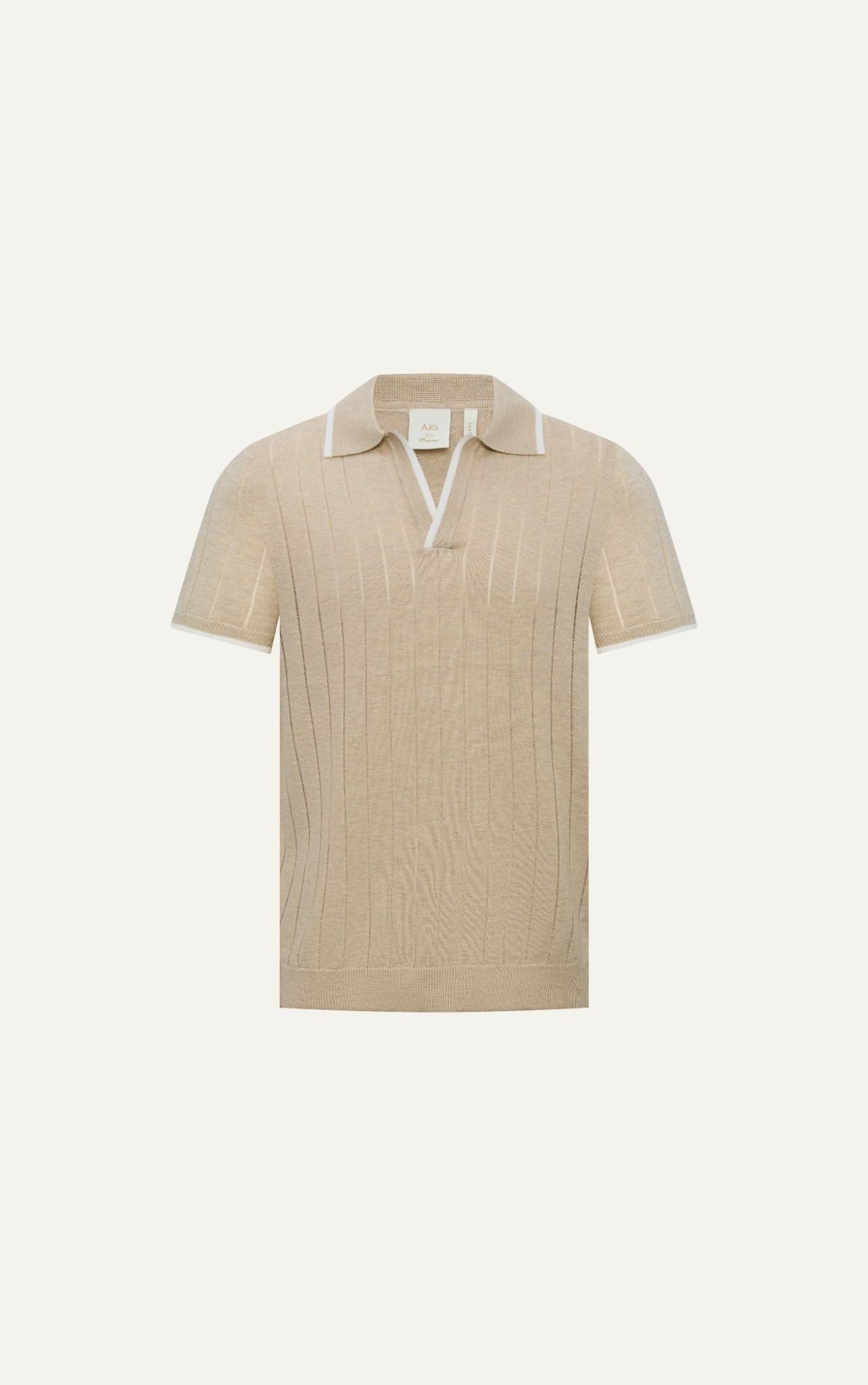  AG747 PREMIUM REGULAR FIT RIB STITCH POLO - BEIGE 