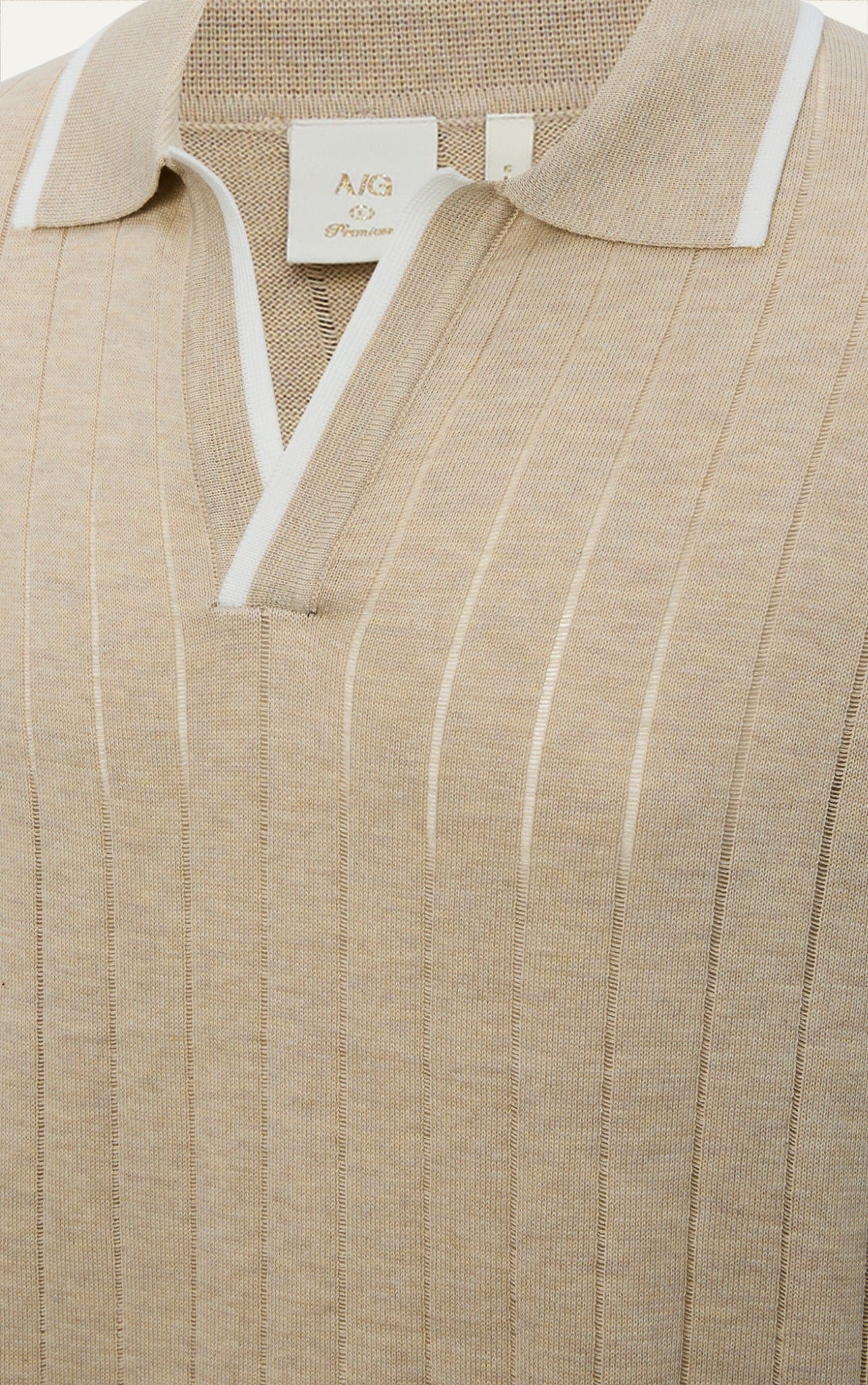 AG747 PREMIUM REGULAR FIT RIB STITCH POLO - BEIGE