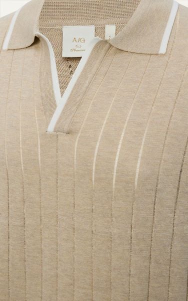 AG747 PREMIUM REGULAR FIT RIB STITCH POLO - BEIGE 