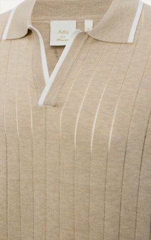 AG747 PREMIUM REGULAR FIT RIB STITCH POLO - BEIGE