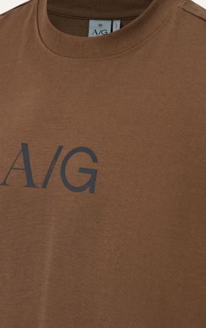 T738 FACTORY LOOSE FIT BIG LOGO T-SHIRT - BROWN