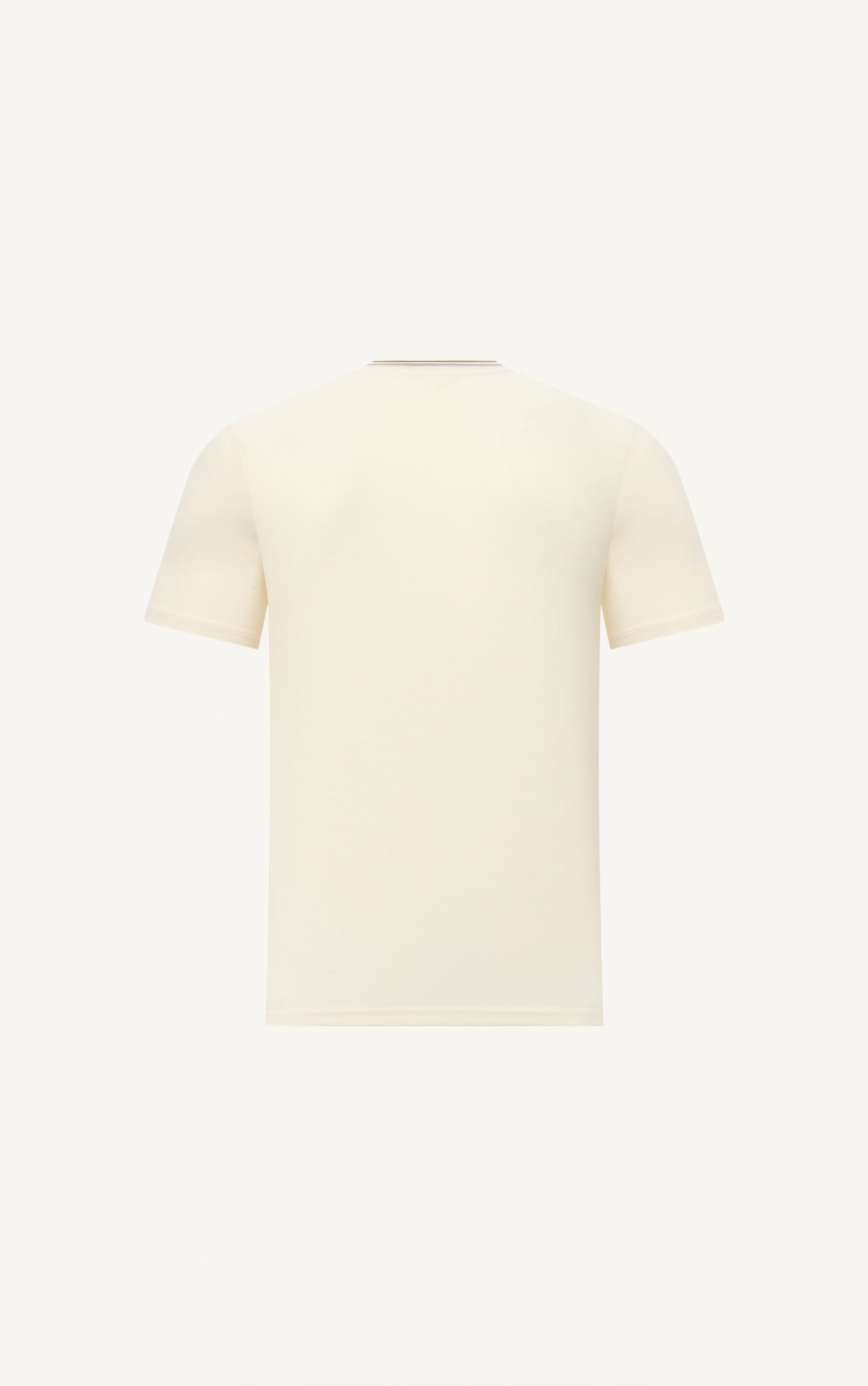 T736 STRIPED RIBBED-NECK T-SHIRT – BEGIE