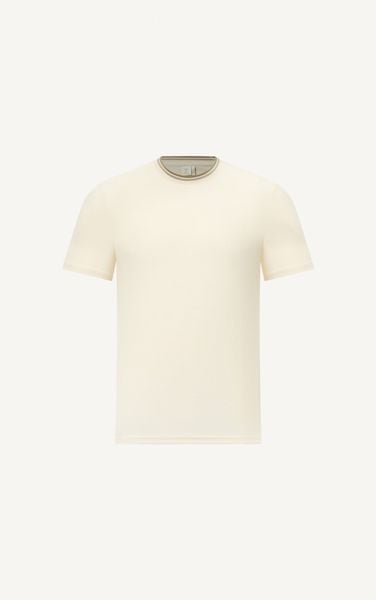  T736 STRIPED RIBBED-NECK T-SHIRT – BEGIE