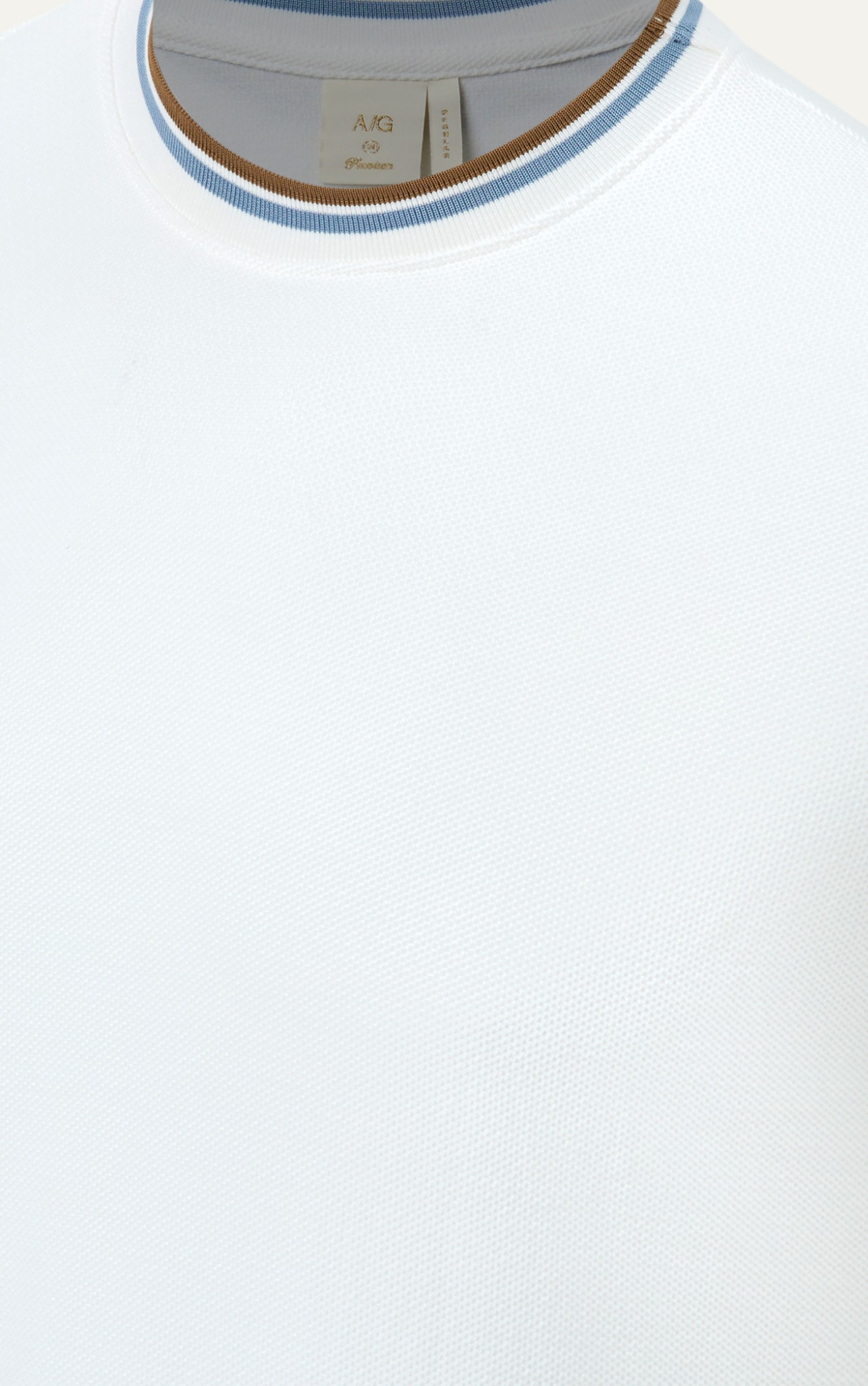T736 STRIPED RIBBED-NECK T-SHIRT – WHITE