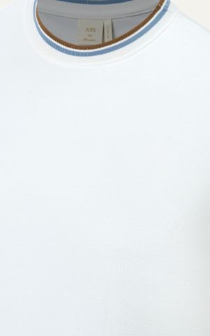 T736 STRIPED RIBBED-NECK T-SHIRT – WHITE