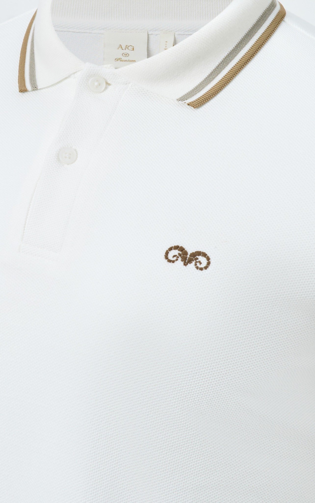 AG6101 PREMIUM SLIMFIT POLO - WHITE.BEIGE