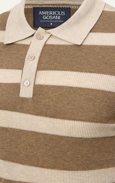  AG745 PREMIUM REGULAR FIT RIB STITCH POLO - BROWN 
