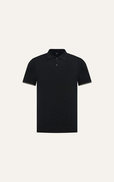  AG741 PREMIUM REGULAR FIT RIB STITCH POLO - BLACK