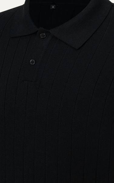  AG741 PREMIUM REGULAR FIT RIB STITCH POLO - BLACK 