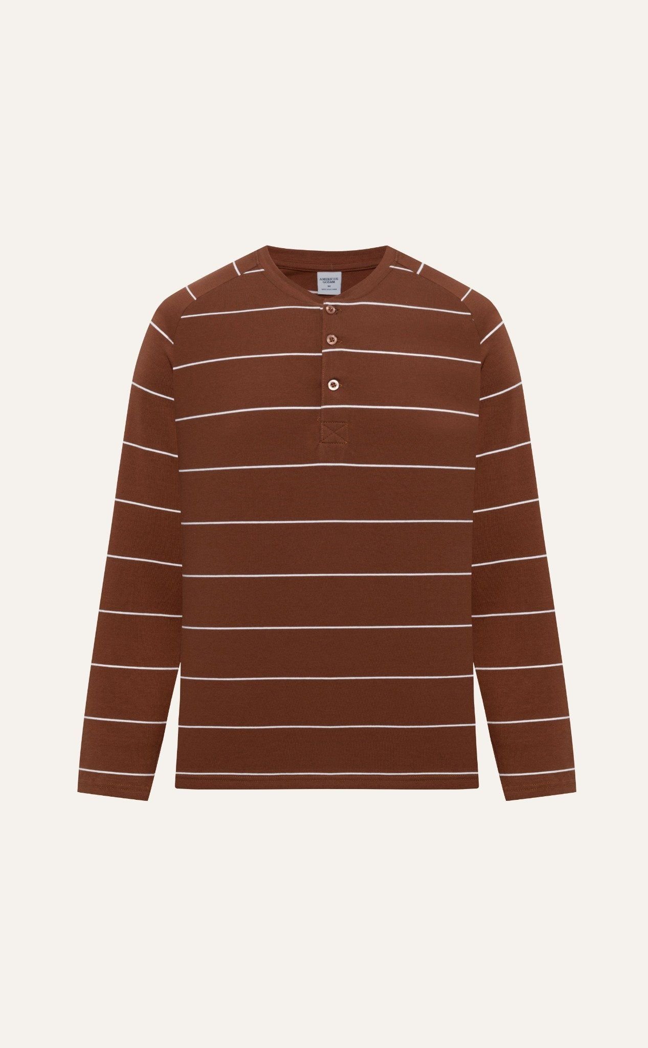  AG76 FACTORY REGULAR FIT LONG-SLEEVED STRIPED SHIRT - BROWN 