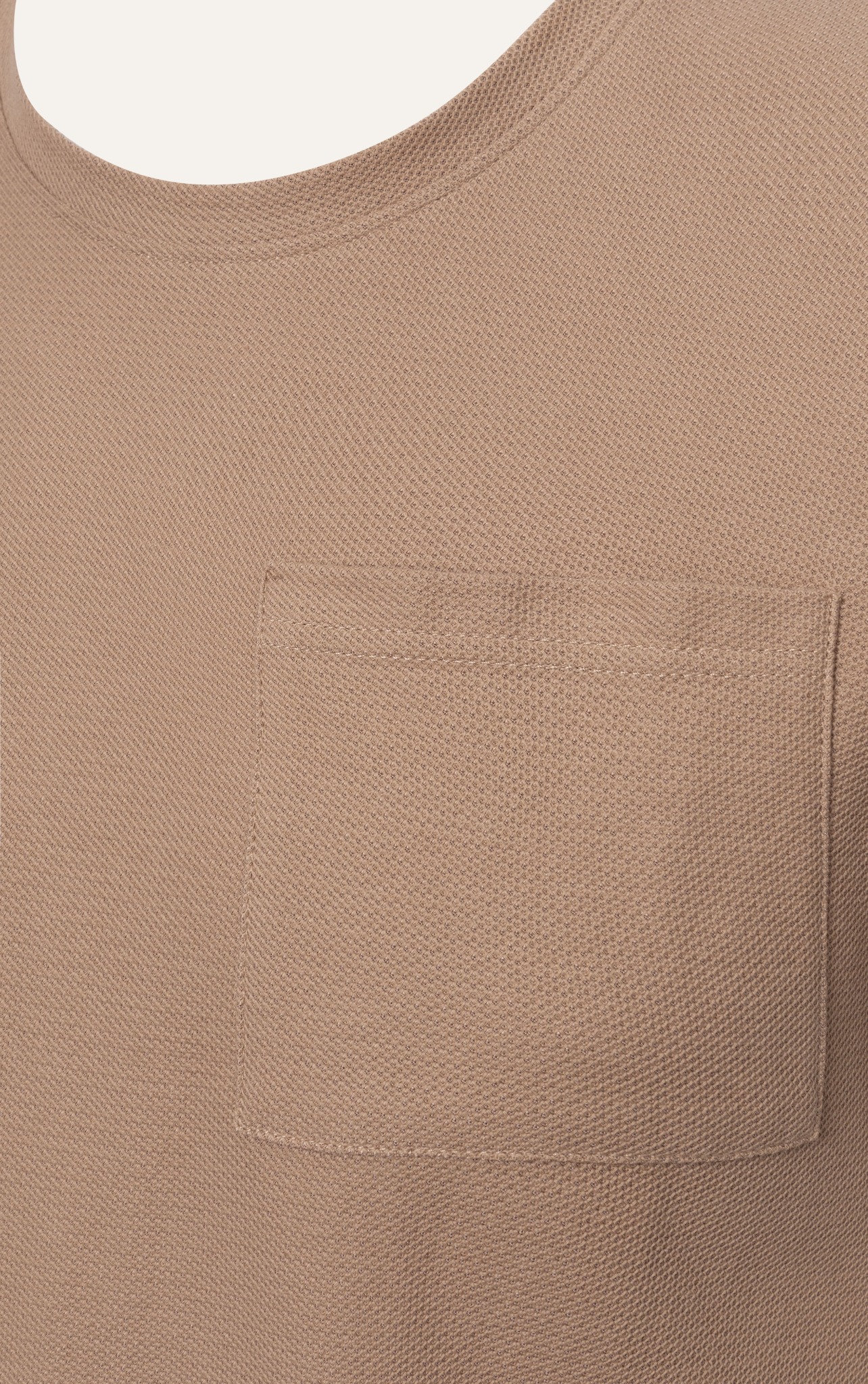 T663 FACTORY REGULAR FIT BASIC T-SHIRT WITH POCKET - BROWN