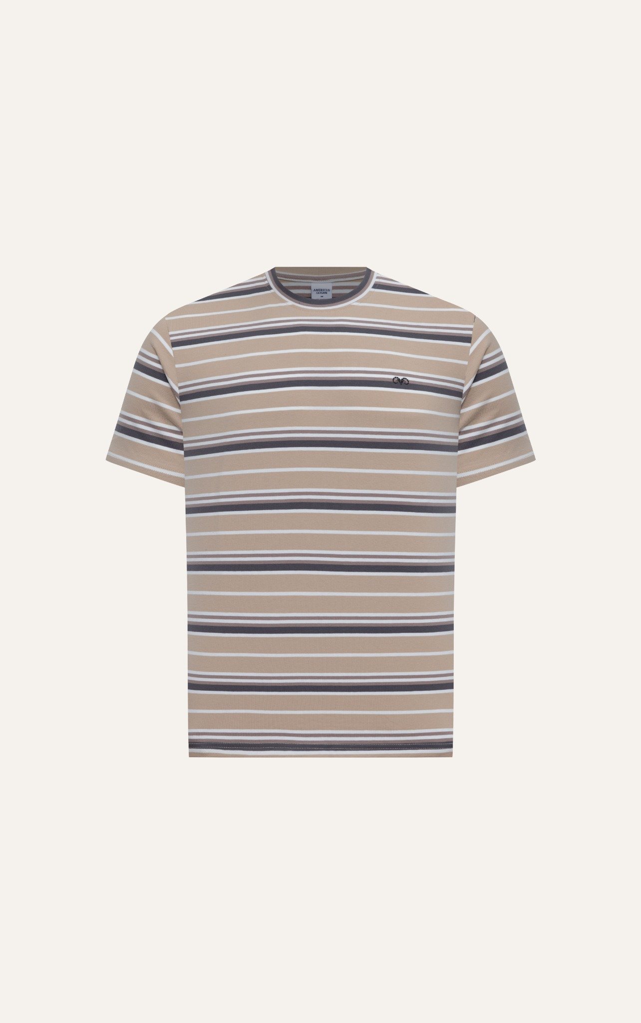 T68 FACTORY REGULAR FIT T-SHIRT HORIZONTAL STRIPED - BEIGE