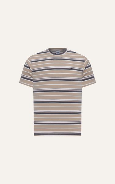 T668 FACTORY REGULAR FIT T-SHIRT HORIZONTAL STRIPED - BEIGE