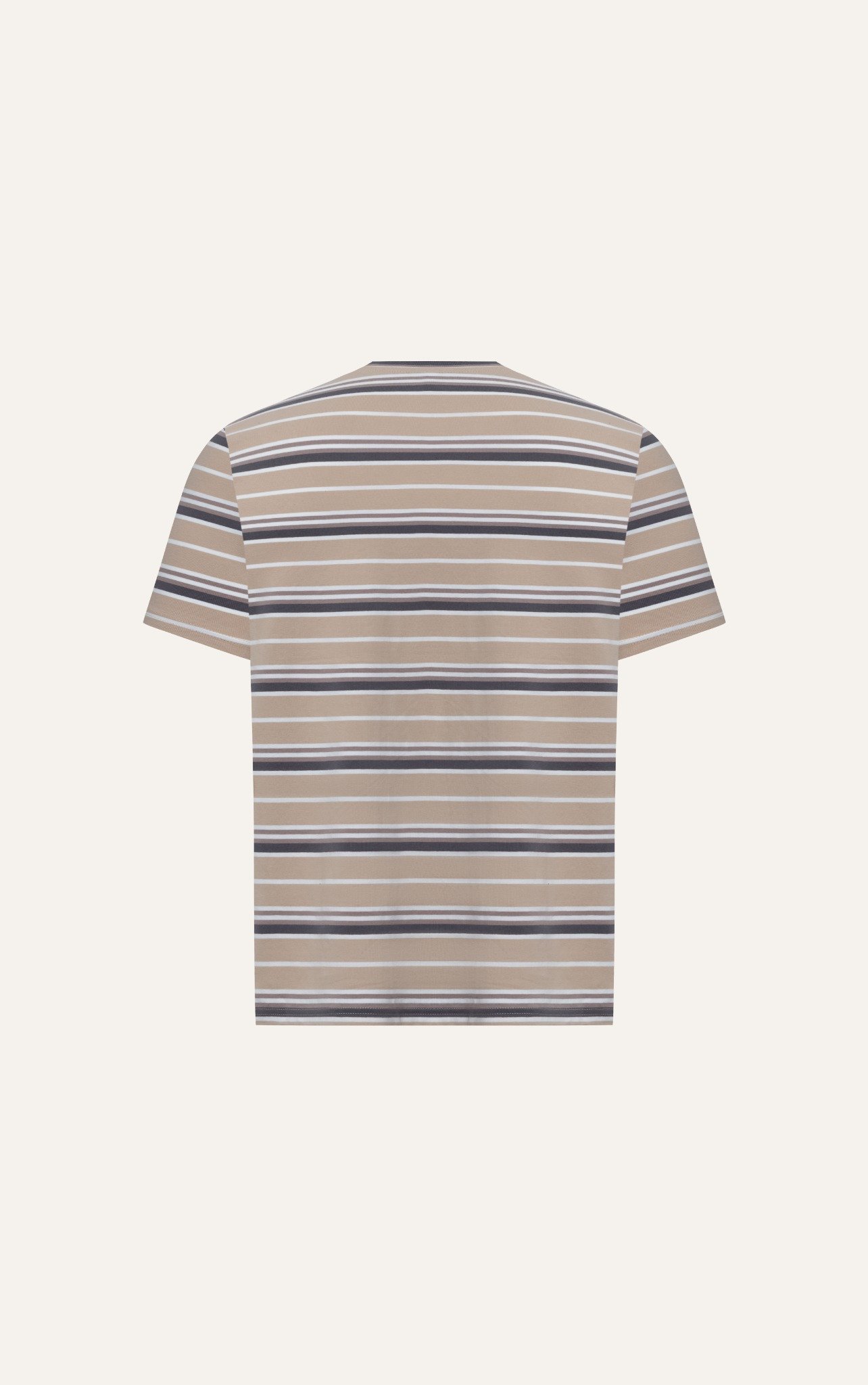 T68 FACTORY REGULAR FIT T-SHIRT HORIZONTAL STRIPED - BEIGE