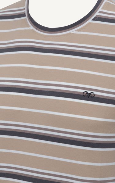  T668 FACTORY REGULAR FIT T-SHIRT HORIZONTAL STRIPED - BEIGE 